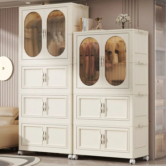 Foldable Baby Closet Plastic Infant Wardrobe Children's Clothing Storage Cabinet for Home Bedroom No Installation Needed