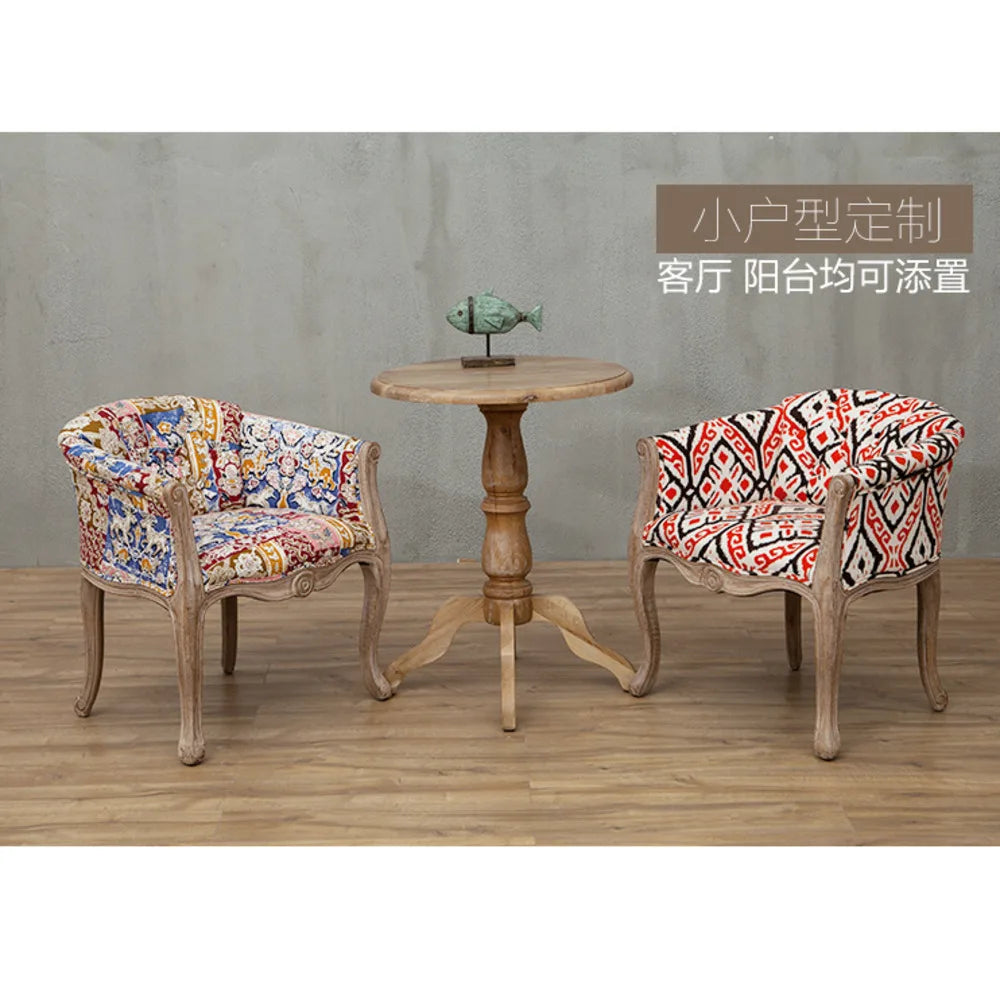 Leisure Sofa Chair, Solid Wood Antique Dining Chair, European Hotel Dining Chair, Living Room Leisure Sofa,Support Customization