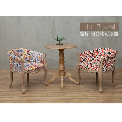 Leisure Sofa Chair, Solid Wood Antique Dining Chair, European Hotel Dining Chair, Living Room Leisure Sofa,Support Customization