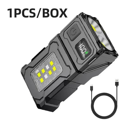 COB+XPE Dual Light Flashlight, 1200LM Adjustable Head with Magne t& Clip,USB Rechargeable Mini Work Light for Camping Hiking EDC