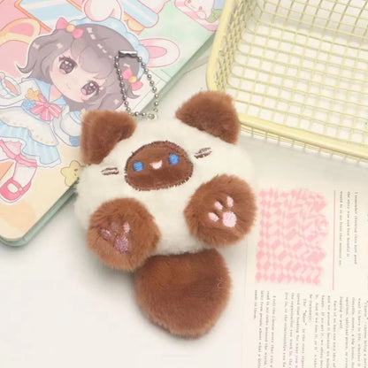 Cute Long Tail Cat Plush Keychain Cartoon Pendant with Lobster Clasp Soft Bag Charm Valentine Gift