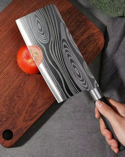Laser Damascus Pattern Utility Kitchen Knives Set, Stainless Steel Sharp Slicing Chef Knife, Scissors & Sharpening Rod Cooking T