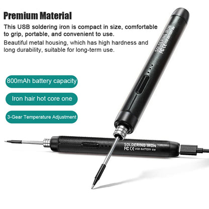 USB Portable Intelligent Electric Soldering Iron Multifunctional Soldering Welding Pen with 300-400℃ Temperature Adjustment