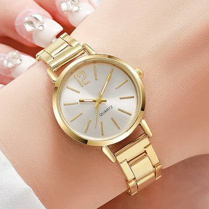 2PCS/Set Fashion Women Watches Small Dial Quartz Watch Luxury Ladies Wristwatch Bracelets Set Reloj Mujer