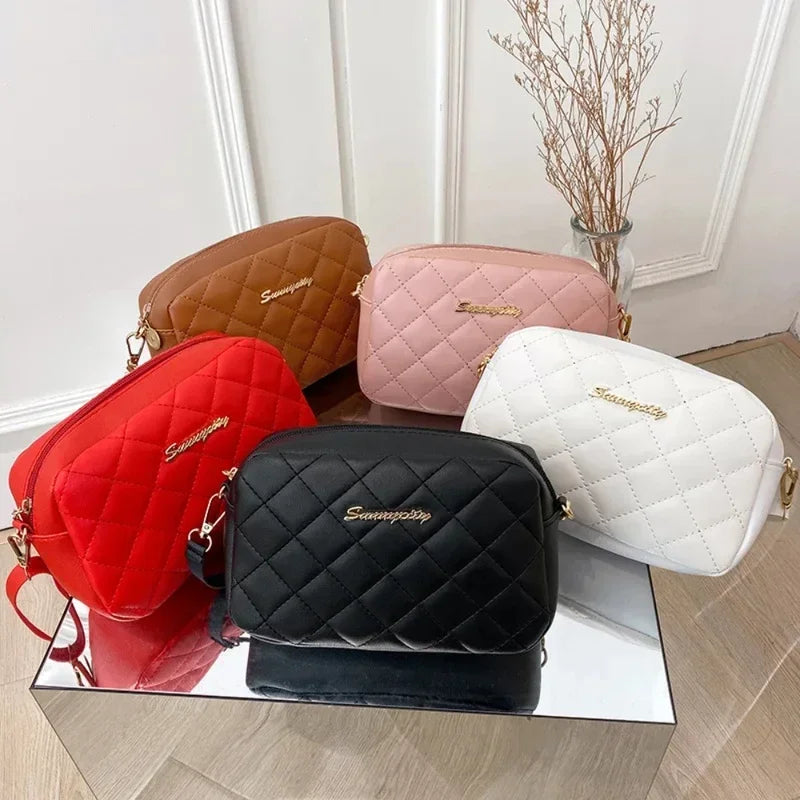 2025 roku damska mała torebka crossbody z frędzlami, modna haftowana damska torebka na ramię w kratę, modna torebka crossbody na łańcuszku