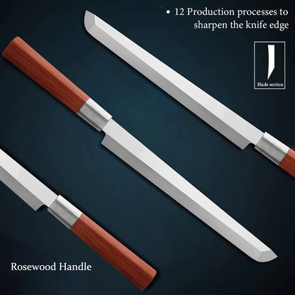 1PC,Japanese Sushi Knife Salmon Sashimi Professional Knife Stainless Steel Slicing Knife Cooking Fishing Cleaver Meat knife