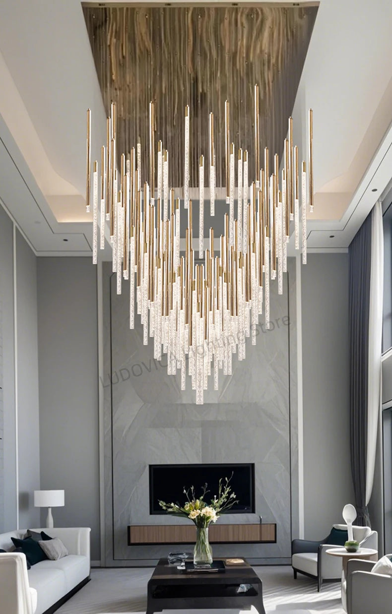Hotel lobby LED Chandelier Luxury Villa hall Living room Crystal Chandeliers Customable High Ceilings Chandelier