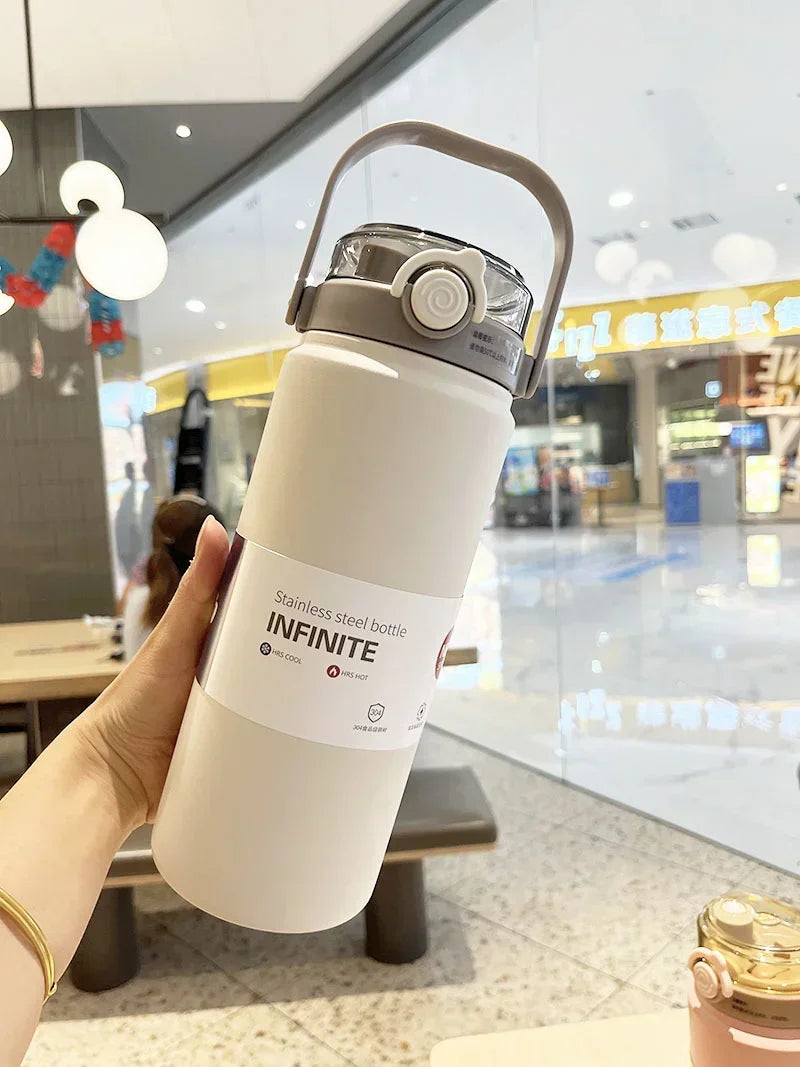New Large Capacity Thermo Bottle with Straw Stainless Steel Thermal Water Bottle Keep Cold and Hot Thermos Cup Vacuum Flask