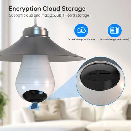 JOOAN 5MP E27 Bulb Wifi Camera Indoor Auto Tracking Night Vision Security Camera Two-way Audio Surveillance IP Camera