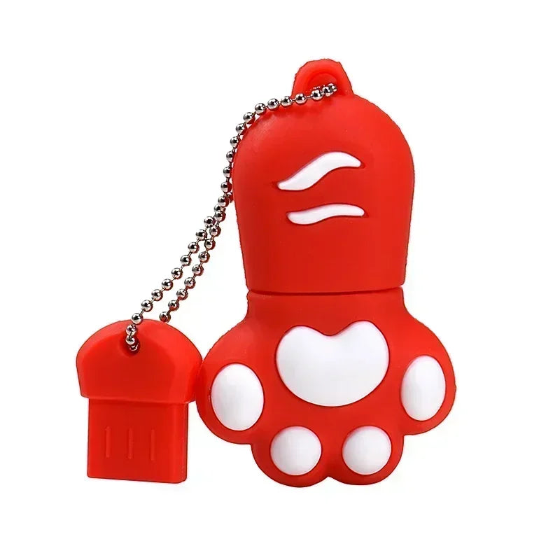 Silicone Cat Claw Cartoon USB Drive USB 2.0 Flash Drive 8GB Girl Specific Pen Driver 128GB 64GB Key Chain Memory Stick USB Stick