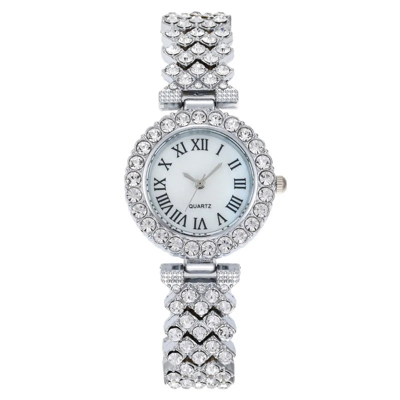 2PCS Women's Watch Fashion Rhinestone Ladies Analog Quartz Watches Bracelet Set Reloj Mujer Girls Clock Gift Relogio Feminino