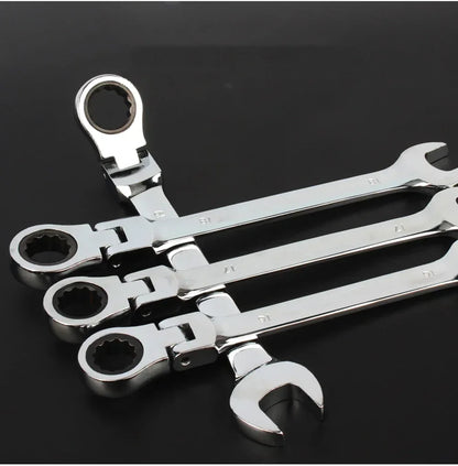 Flex-Head Ratcheting Combination Wrench Set SAE 1/4''-13/16'' Premium 72-Teeth Gear Chrome Organizer Auto Repair Tool