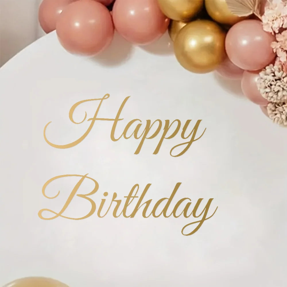2lines/1Set Custom Birthday Party Backdrop Vinyl Stickers Waterproof Personalized Name Quote DIY Wall Mirror Decals Universal