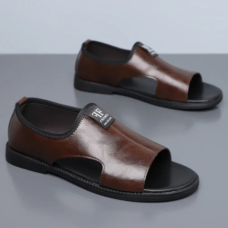 Men's Roman Sandals Summer Comfort Casual Soft Sole Slippers Anti-Slip Breathable Outdoor Slip-On Beach Shoes-HT2025