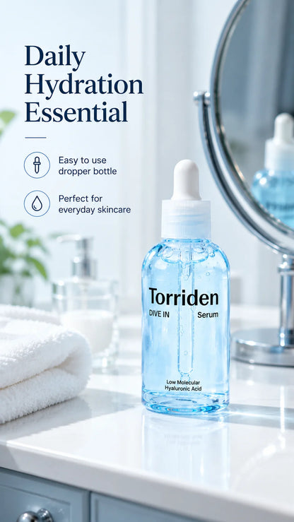 Torriden DIVE-IN Low-Molecular Hyaluronic Acid Serum 50ml,Featherlight,Moisture Retention Aid,Korean Skincare,for Korean Makeup