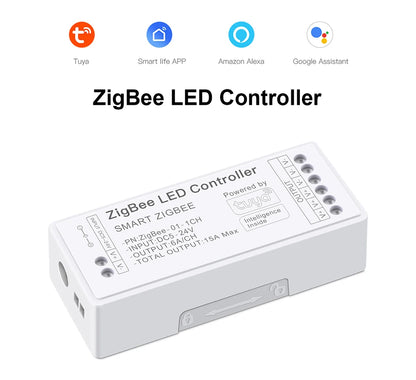 APP Dimmable Voice Control Smart LED Dimmer Zigbee 3.0 for Single Color, CCT, RGB, RGBW, RGBCCT LED Strip 5V-24V Work With Tuya