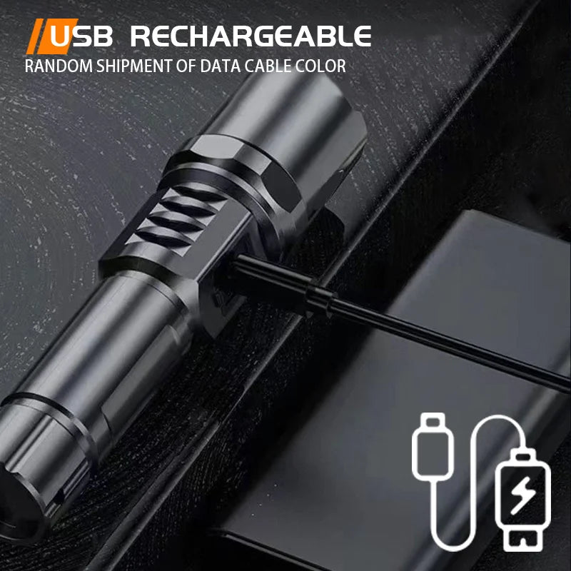 10000LM High Power LED Flashlight Long-range USB C Rechargeable Flashlight Power Display Zoom Lantern For Outdoor Camping Torch