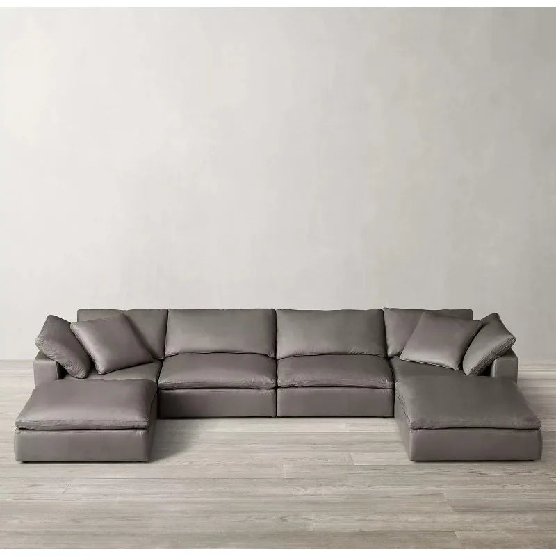 Furniture Modern simple light luxury corner sofa American rural retro cowhide tofu block cloud sofa