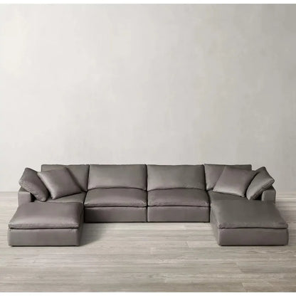 Furniture Modern simple light luxury corner sofa American rural retro cowhide tofu block cloud sofa