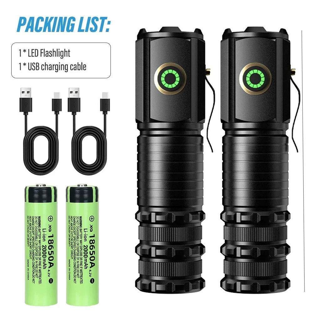 High Quality 3*SST20 LED Flashlight 18350 Super Bright Torch Rechargeable USB Light Waterproof with CAP CLIP for Hiking Camping