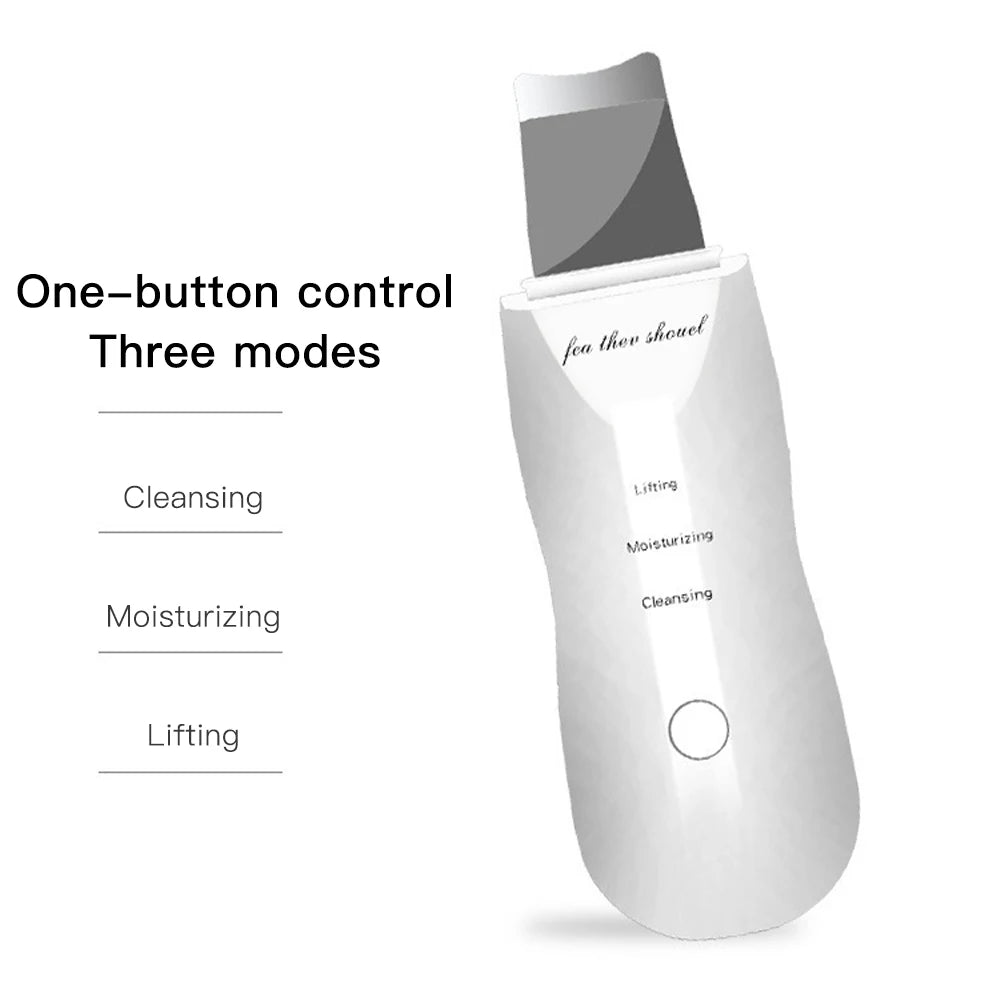 Ultrasonic Skin Scrubber Peeling Blackhead Remover Deep Face Cleaning Acne Pore Cleaner Facial Shovel Cleanser EMS Microcurrent
