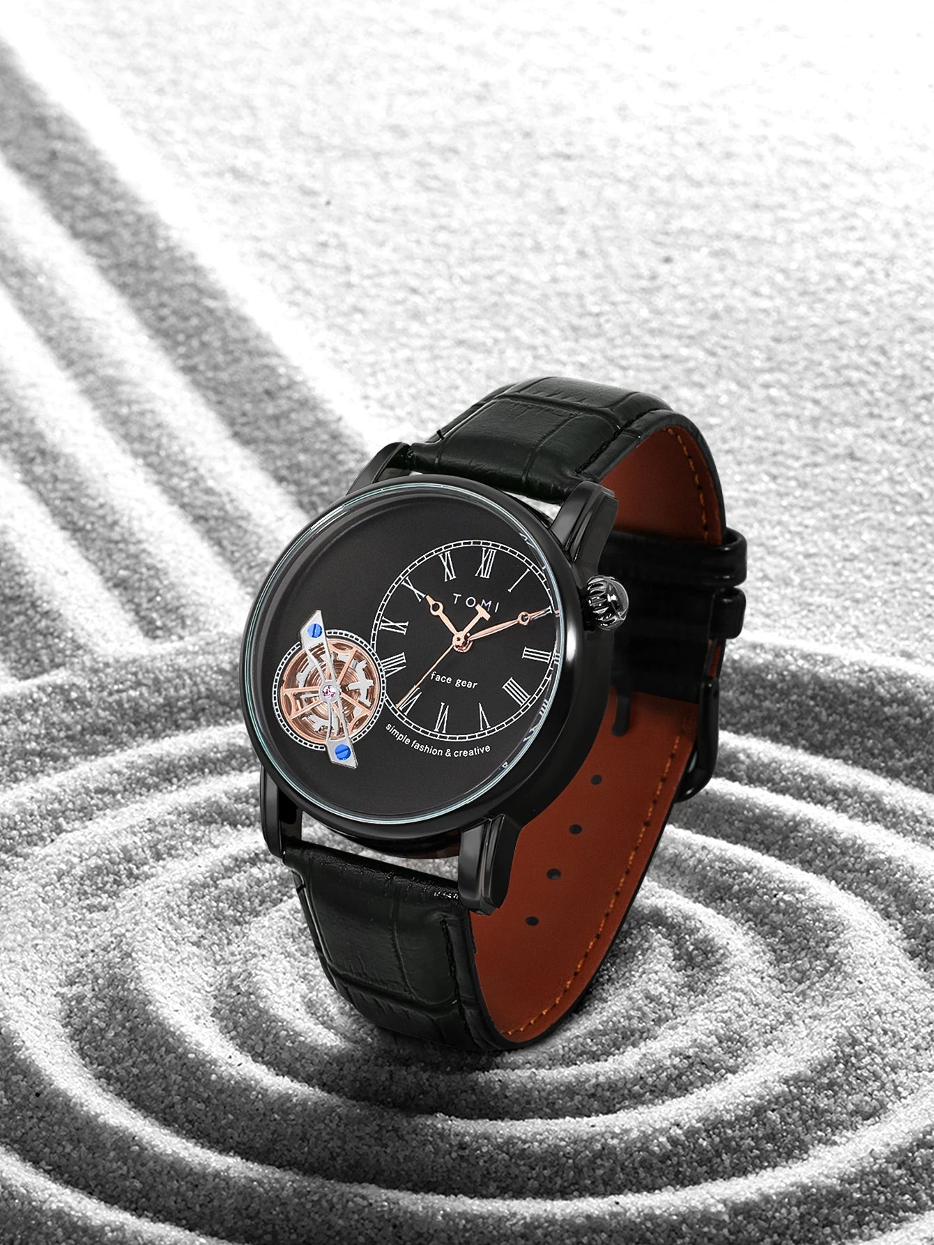 TOMI Set Gift Box Luxury and Fashionable Men's Quartz Watch Leisure Calendar Double Strap Quartz Watch Festival Gift