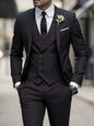Men's Business Formal Suit 3-Piece Single Breasted Notch Lapel Solid Double Breasted Vest Elegant Office Party Wedding