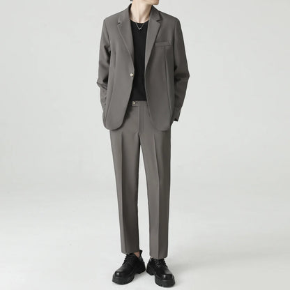 Suits Men's Fashionable Banquet Solid-color Dance Host Casual Wedding Banquet Dress Performance Korean-style Rugged Smart Suit