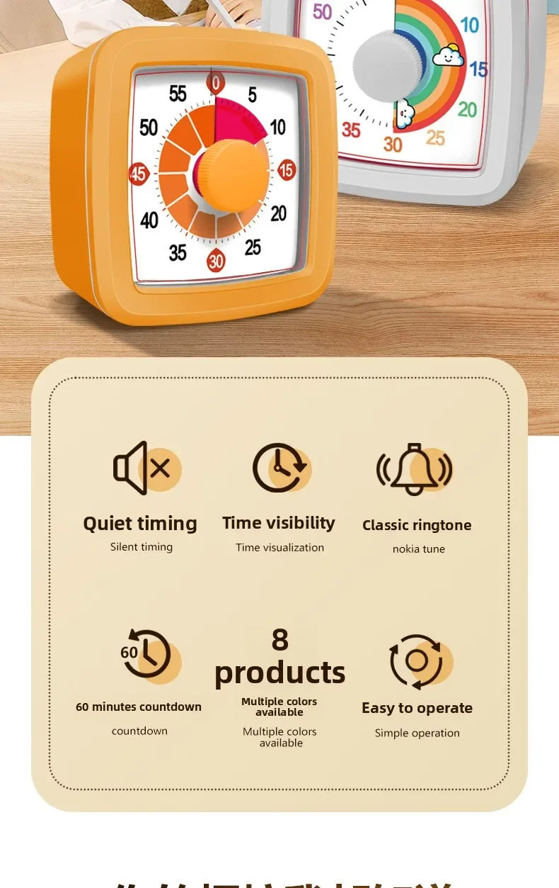 School Visual Timer for Children with Night Light, Digital Stopwatch, Pomodoro Timer for Kitchen and Home Use