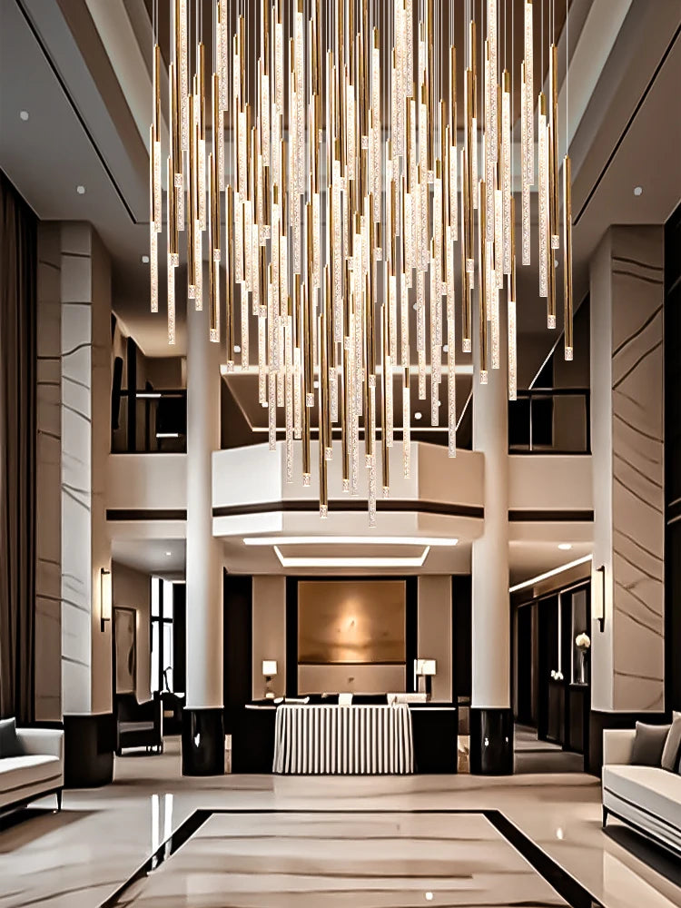 Hotel lobby LED Chandelier Luxury Villa hall Living room Crystal Chandeliers Customable High Ceilings Chandelier