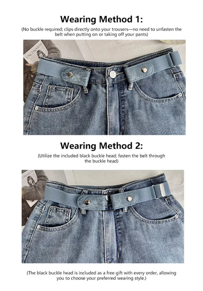 Elastic Adjustable Invisible Waist Belt Canvas Buckle-free Belt For Women Men No Buckle Easy Wear For Jeans Pants Dress