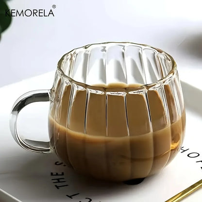 KEMORELA 1/4/6PCS Halloween Pumpkin Shaped Glass Cups High Borosilicate Glass Water Cup 450ml Coffee Drinking Glasses For Juice