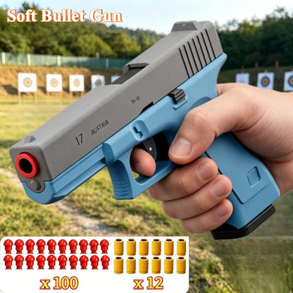 G17 Shell Throwing EVA Safety Soft Bullet Toy Gun with Blowback for Outdoor Continuous Firing Shooting Game Christmas Gift