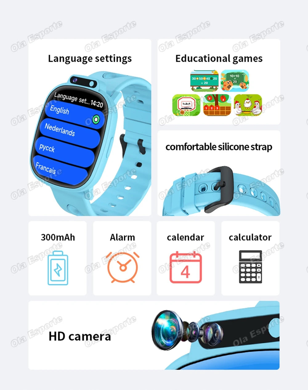 Children's Smart Watch 2026 Camera LED Flashlight Fun Games Stopwatch Calculator Alarm Reminders Boys and Girls Smartwatch HW12