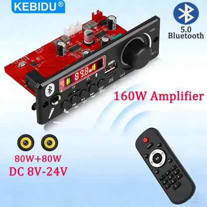 160W Amplifier Bluetooth MP3 WMA  APE Decoder Board 12V 40W Handsfree Car Audio Microphone USB TF FM Radio DIY Mp3 Music Player