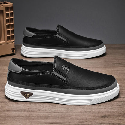 Men's Loafers for Spring, Large Size, Round-Toe Men's Moccasins, Slip-On Casual Shoes, Simple and Lightweight