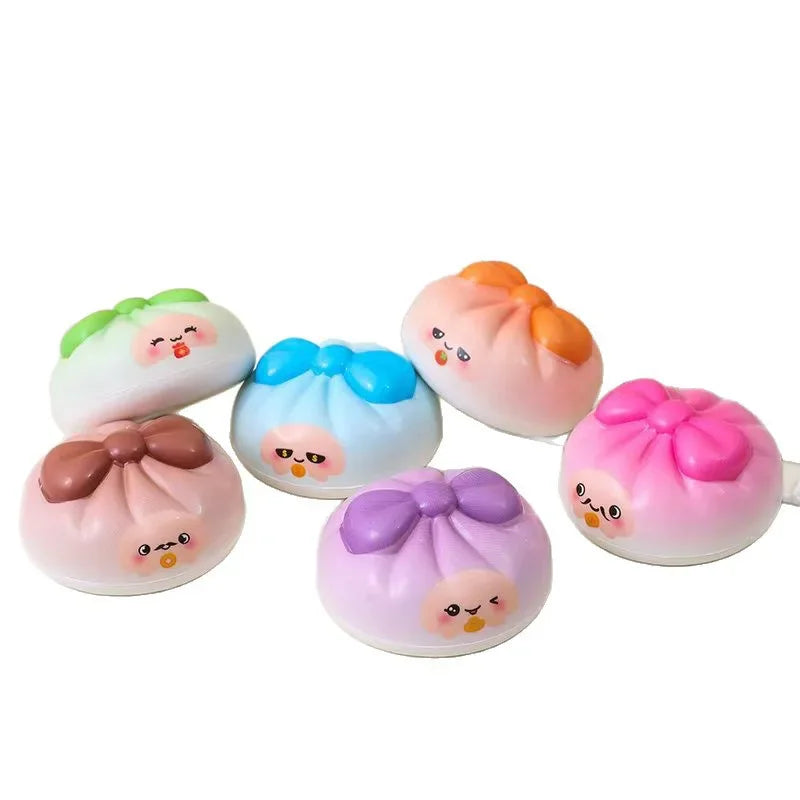 12Pcs Rainbow Cartoon Squishy Bun Set Slow Rebound Stress Relief Fidget Cute Simulation Dumpling Gift Box For Kids Collect Play