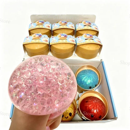 Colorful Dumpling Squishes Stress Balls Fidget Sensory Toys Simulation Food Squishies Bun with Steamer Squeeze Dough Ball Gifts