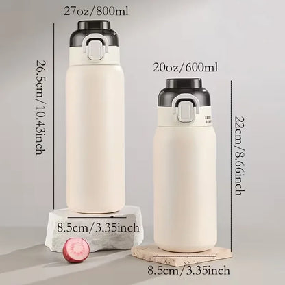 LUSQI 304 Stainless Steel Vacuum Insulated Water Bottle With 7 Flavor Pods 600/800ml Portable Thermos Outdoor Sports Water Cup