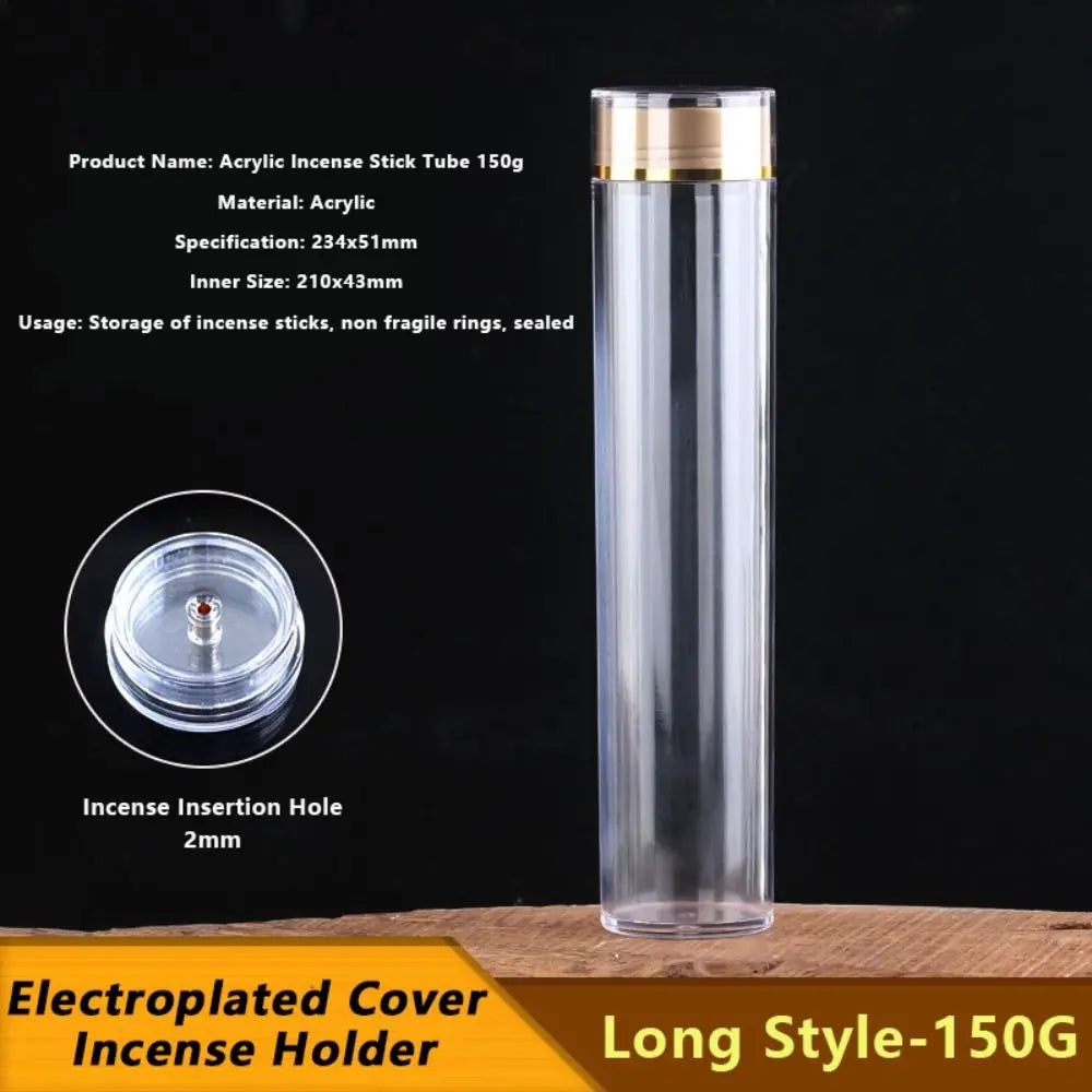 Portable Acrylic Incense Stick Tube Transparent with Detachable Airtight Lid Incense Holder Joss Stick Storage Tube