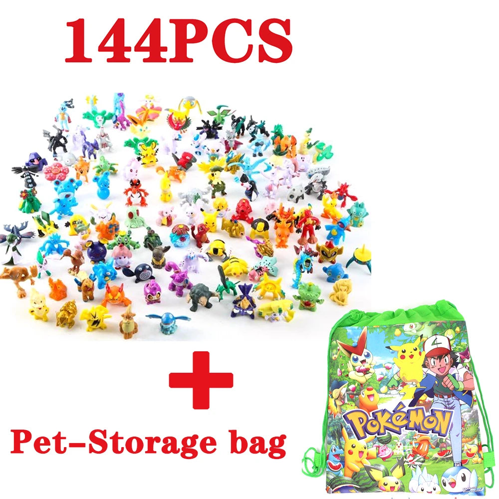 24-144pcs Pokemon Figure Model Pikachu Anime Dolls 2-3CM Ornamental Decoration Not Repeating Mini Model Toy Christmas Gift
