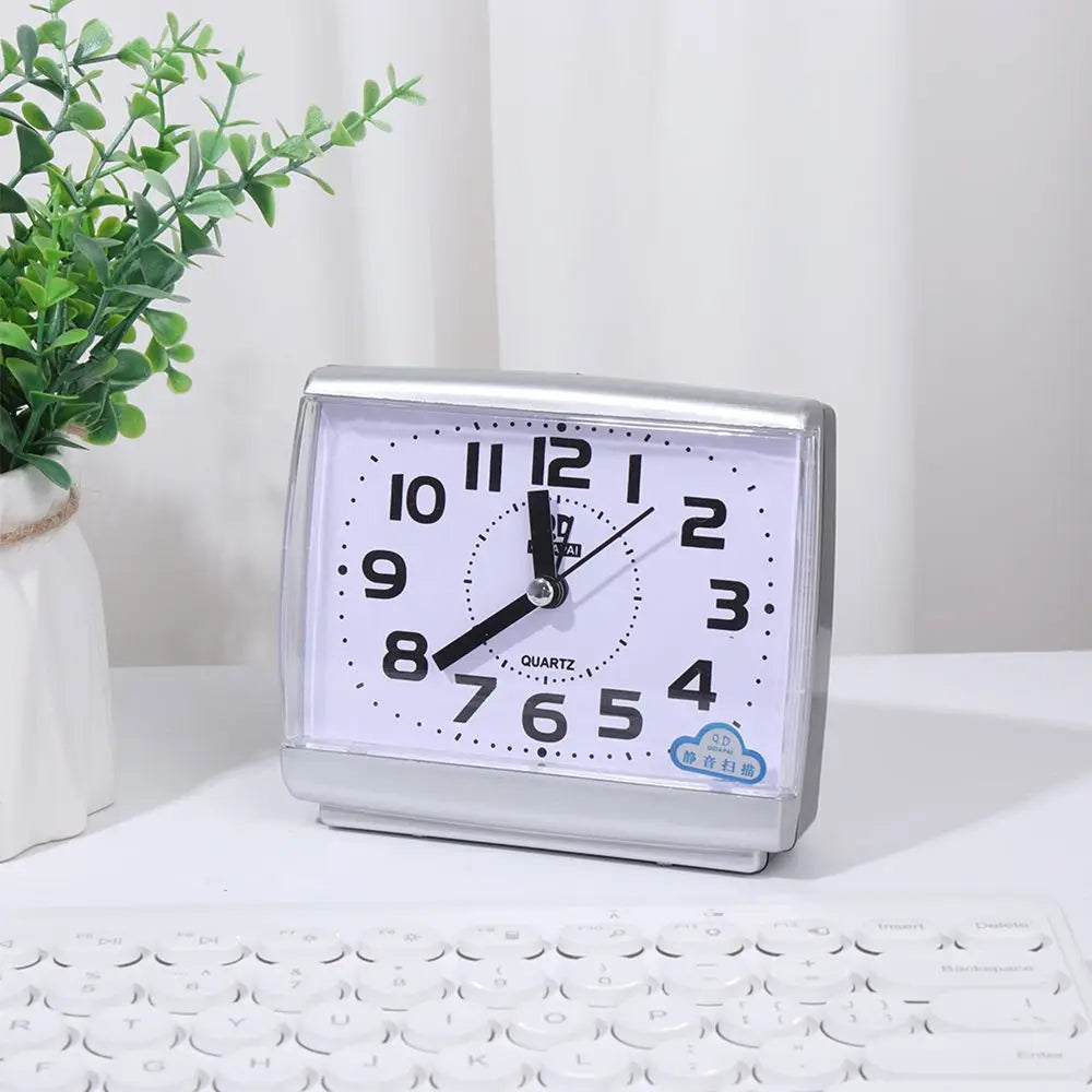 No Tick Number Square Alarm Clock Simple Quiet Quartz Clock Office Bedrooms Bedside Table Home Decor High Quality