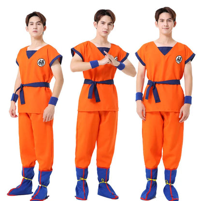 Anime Adult Son Goku Cosplay Costume For Men Kids Boys Orange Suit Halloween Super Saiyan Superheroes Krillin Jumpsuit Role Play