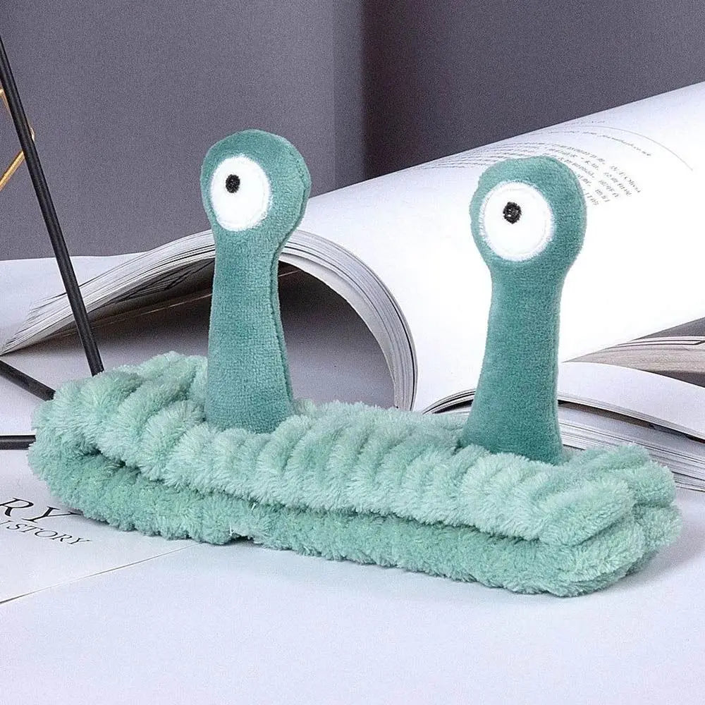Cute Coral Fleece Cartoon Snail Headband Make up Elastic Face Wash Hairband Skin Care Spa Hairband Women Girl