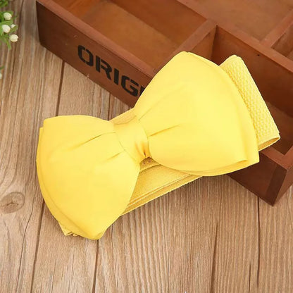 1Pcs New Big Bowknot Waist Belt Elastic Stretch Buckle Bow Waistband Wide Satin Bow Belt for Girls Lady Women