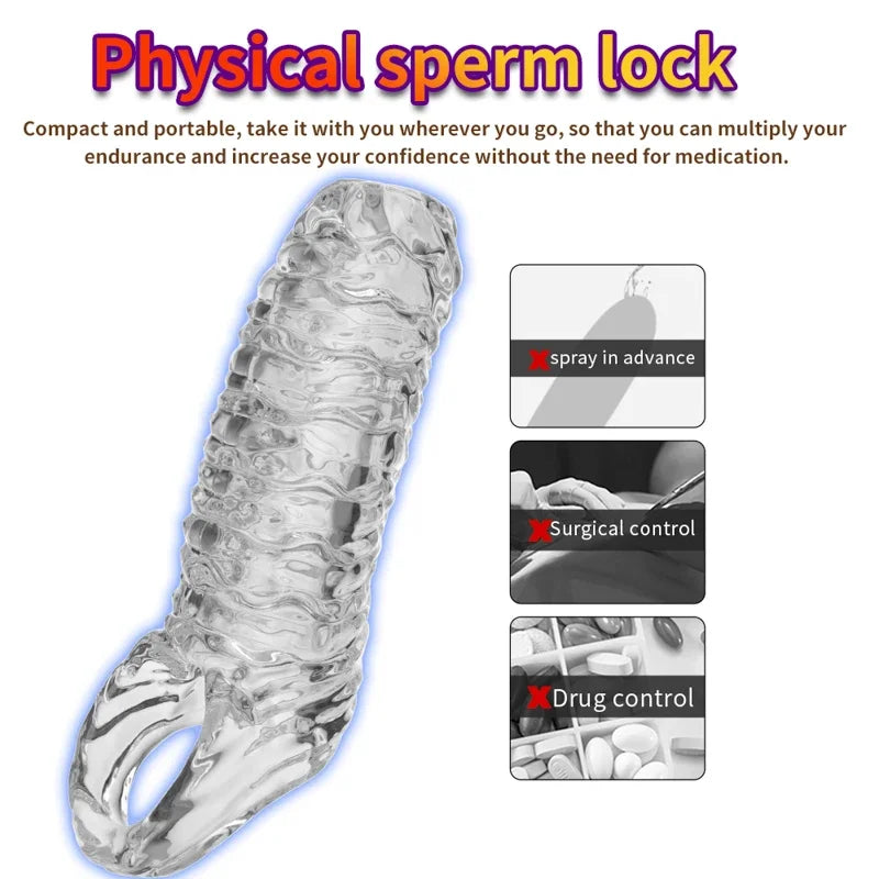 Penis Sleeve Reusable Sexy Toys for Men Penis Silicone Cock Sleeve Massage Adult Products For Woman Gay Penis Toys Sexual Goods