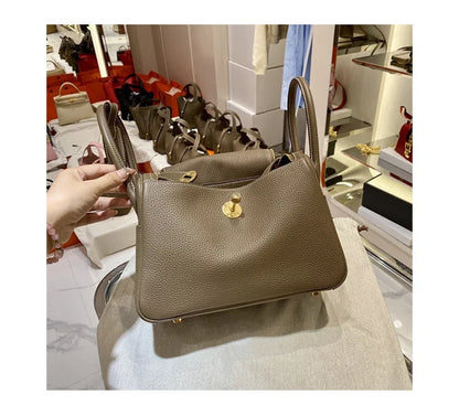 Women's Handbag 2025 New Style Top Layer Cowhide Leather Lundy Mini Doctor Bag Genuine Leather Handbag Single Shoulder Crossb...