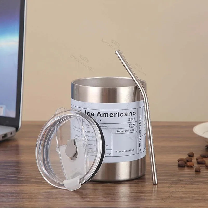 Double Wall Vacuum Insulated Reusable Coffee Tumbler Travel Mug with Straw Hot Cold Leak-proof Dishwasher Safe