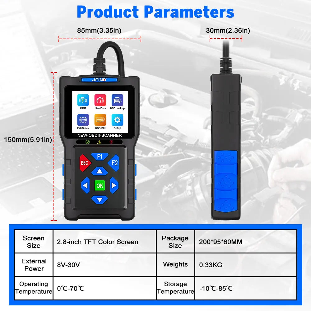 OBD2 Scanner Fault Code Reader JFIND JF700 Car Motorcycle OBDII Diagnostic Tools Voltage Charging Test for Yamaha Honda ELM327