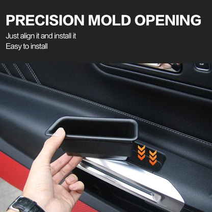 2PCS Car Door Front Storage Box Bag Handle Interior Auto Accessories For Ford Mustang 2015 - 2024 2023 2022 2019 2018 2017 2016